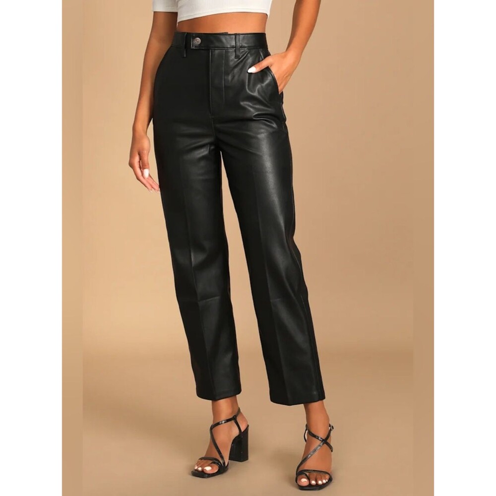 Levi's Black Math Club Vegan Leather Straight Leg Trouser Slacks Size 29